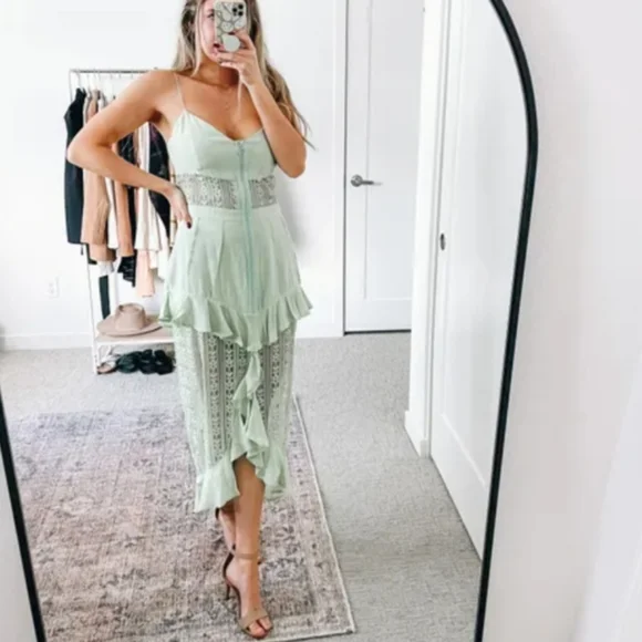 For Love And Lemons | Dresses | For Love Lemons Green Lovebird Lace Dress  Sz S | Poshmark